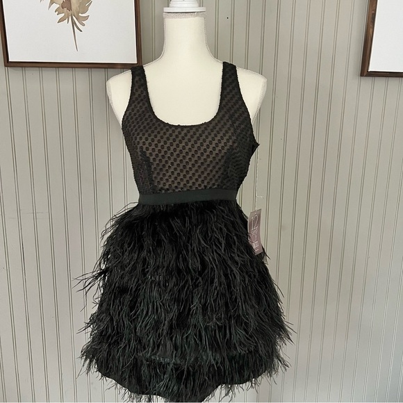 Cooperative NWT Black Party Dress with Feathers and Sparkles Size Smalll - Picture 1 of 7